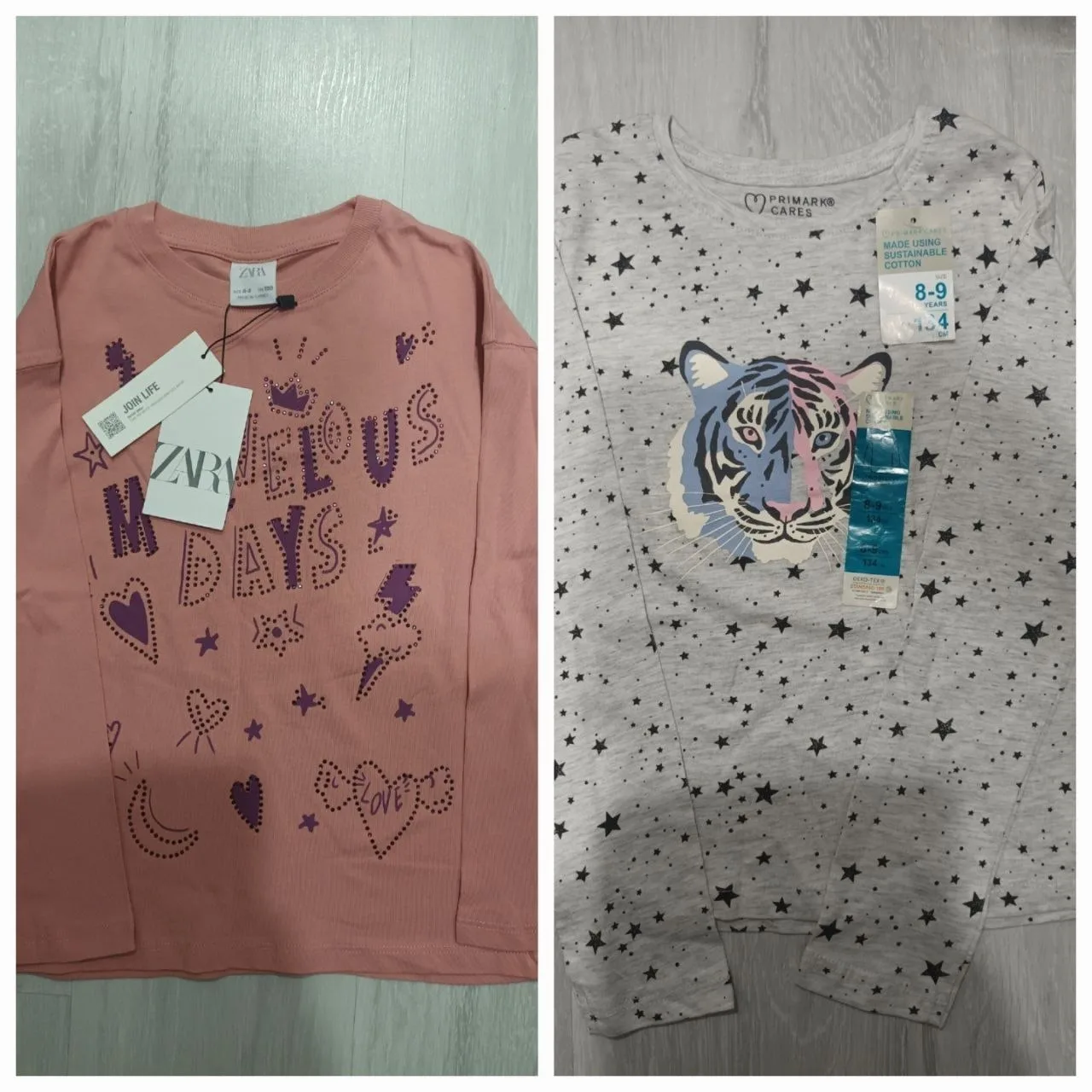 Реглани Primark та Zara для дівчинки 8-9 років (134 см), комплект 2 шт