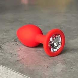 Силиконовая анальная пробка с кристаллом 3.5x8см