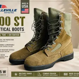 Belleville 600 ST Tactical Boots US 10.5 Wide Olive/Coyote Steel Toe EH Rated