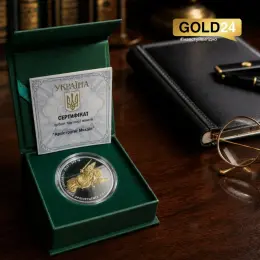 Срібна монета з позолотою "Архістратиг Михаїл" 31.1г 999 проба Україна