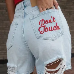 Шорти жіночі джинсові "Don't Touch" блакитні