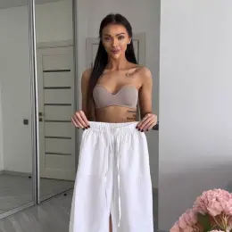 Штани палаццо з льону білі oversize (42-46)