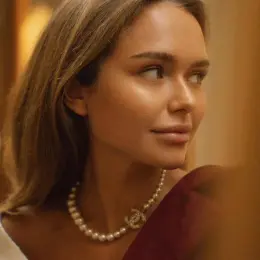 Колье с жемчугом и логотипом Chanel