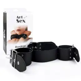 Нашийник з наручниками Bondage Collar with Handcuffs з натуральної шкіри