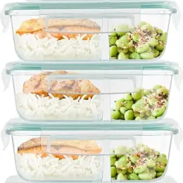 Winter Shore Meal Prep Glass Boxes, 5 шт, 2 секции, герметичные
