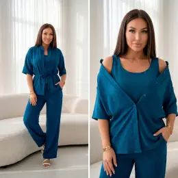 Летний костюм тройка: рубашка, майка, брюки
