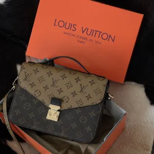 Сумка Louis Vuitton Pochette LUX Medium/Small коричневий+беж.