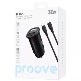 АЗП Proove Flash 30W (Type-C + USB) + Кабель Type-C to Type-C