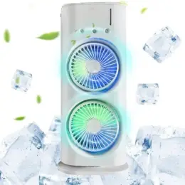 Настільний вентилятор з охолодженням Double-ended Spray Fan LED підсвічування, 3 швидкості, пульт, обертання