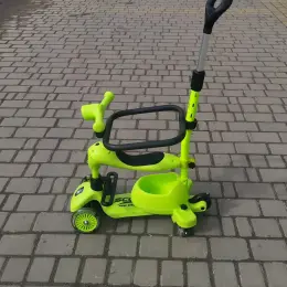 Самокат 5 в 1 Best Scooter з батьківською ручкою, музикою і світлом