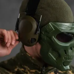 Активні тактичні навушники Tactical 6S чорні/олива