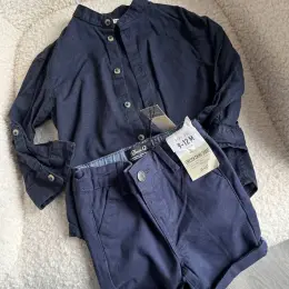 Комплект для мальчика: рубашка H&M и шорты Primark, темно-синий, размер 92
