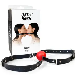 Подвійний кляп з натуральної шкіри "Twins Gag" Art of Sex