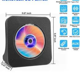HONETEEK CD PLAYER Bluetooth 5.0 HiFi звук FM-радіо AUX/USB пульт ДК новий білий