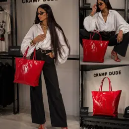 Сумка CKAMP DUDE шкіряна лакована червона
