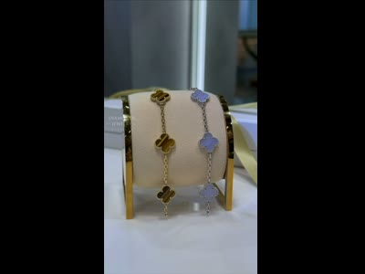 Van Cleef & Arpels Vintage Bracelet Желтое/белое золото 18К с халцедоном и тигровым глазом