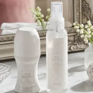 Набір парфумований спрей для тіла + дезодорант pur blanca, avon /ейвон