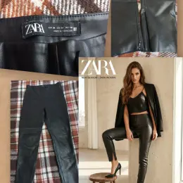 Шкіряні штани ZARA (екошкіра) EUR M