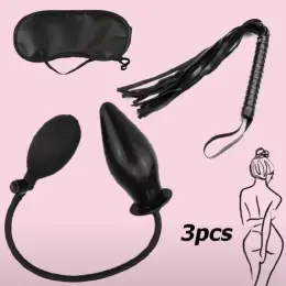 Набір BDSM-аксесуарів 3в1: маска, флоггер, анальний фалоімітатор