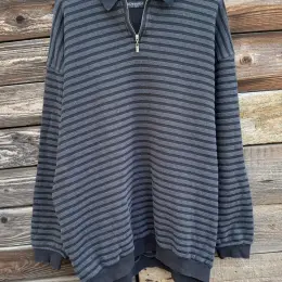 Vintage YSL Yves Saint Laurent Striped Quarter Zip XXL
