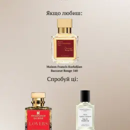 Парфуми Maison Francis Kurkdjian Baccarat Rouge 540, Fragrance du Bois Lovers, Thomas Kosmala Après l’amour N°4