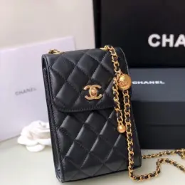 Сумочка Chanel для мобільного телефону чорна натуральна шкіра