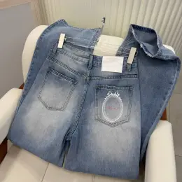 Джинси Dior жіночі блакитні вишиті