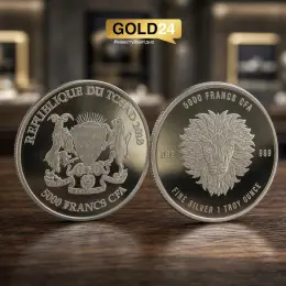 Срібна монета "Мандала Лева" Чад 2019 1 Тройська унція 999 проби