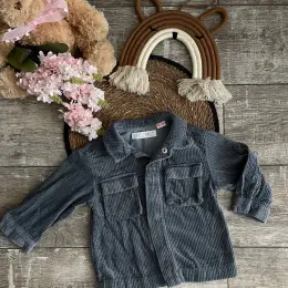 Вельветова сорочка Zara сірого кольору, розмір 92 см (18-24 міс)