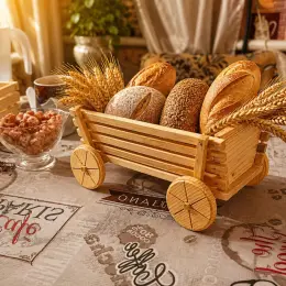 Дерев'яний візок для хліба та фруктів, сосна, 24*13*12 см