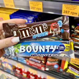 Батончик Bounty Hi-Protein 18г, Батончик M&M's Hi-Protein 15г
