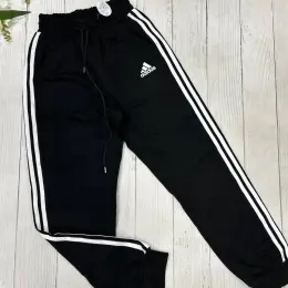 Штани Adidas чорні з білими смугами