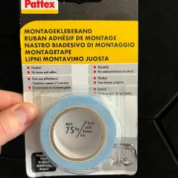 Монтажна двостороння клейка стрічка Pattex 75 кг 1.5 м × 19 мм