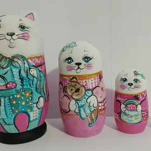 Коты матрёшка , деревянная игрушка сувенир