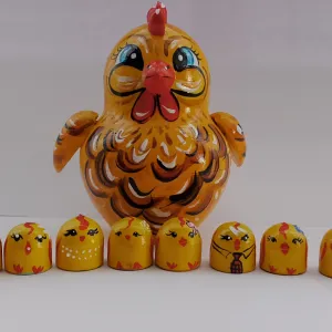 Курочка матрёшка, деревянная игрушка сувенир, сортер.
