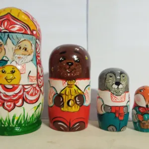 Матрёшка колобок, деревянная игрушка сувенир