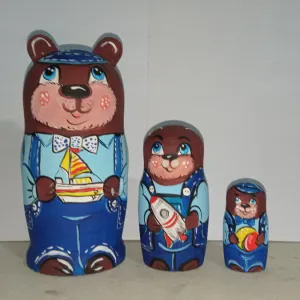 Мишки матрёшка, деревянная игрушка, сувенир