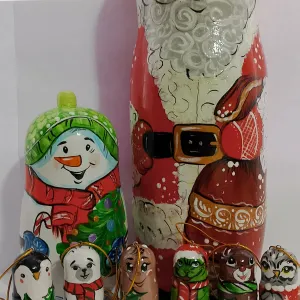 Новогодний набор матрёшка, деревянная игрушка сувенир.