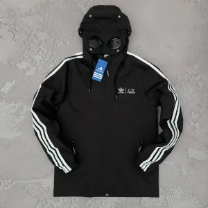 Чоловіча куртка-вітровка Adidas x C.P. Company з окулярами в капюшоні, чорна, розміри XS, S, M, L, XL, XXL