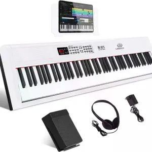 Цифрове піаніно Liberty LEP160 WH (педаль, пюпітр, навушники, блок живлення). Bluetooth