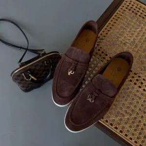 оригинал Loro Piana лоферы коричневые розовые бежевые женские