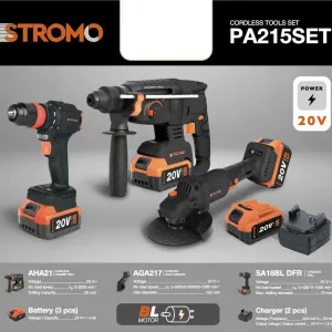 Набір ак. інструменту STROMO PA-215SET (болгарка,перфоратор,ш/верт)