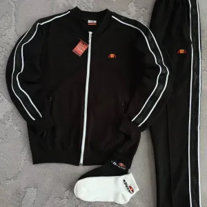 Мужской спортивный костюм элис Ellesse черный/молочный  [S,M,L,XL,XXL] + носки в подарок!