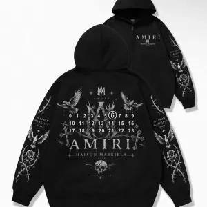 Новинка Зип худи Maison Margiela Paris Logo x Amiri унисекс коллаборация Мейсон Мардежа и Амири черные Кофта толстовка лонгслив худак на подарок