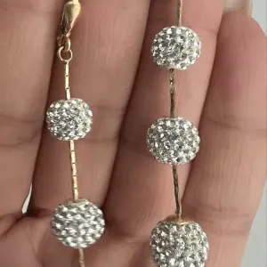 Торга нет! Серьги золото 585 камни Swarovski вес 6,32 длина 7 см