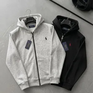 Кофта Polo Ralph Lauren на блискавці зі 100% бавовни, чорна або сіра