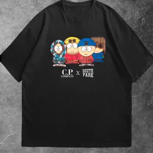 Мужские футболки C.P Company Logo Casual унисекс черные белые новинка