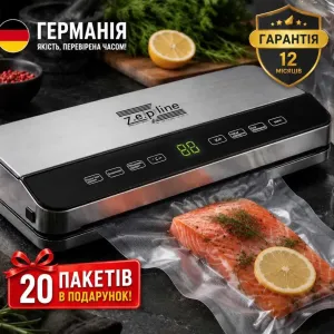 Вакууматор для продуктів з дисплеєм 200Вт, Zepline ZP-00359 / Вакуумний пакувальник / Вакууматор для м'яса
