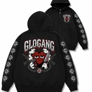 Зип худи Glo Gang Logo унисекс черное Гло Гэнг кофта Толстовка лонгслив свитшот отличный варинат на подарок
