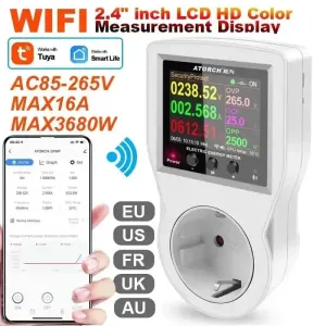 WiFi Смарт розетка - ATORCH S1TW. Ватметр реле напруги термостат Керує за часом, температурою або станом мережі.